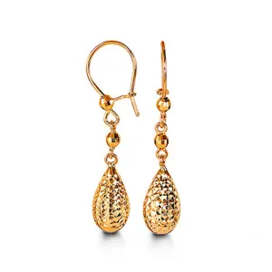 10K Yellow Gold Ki'ds Diamond Cut Drop Earrings