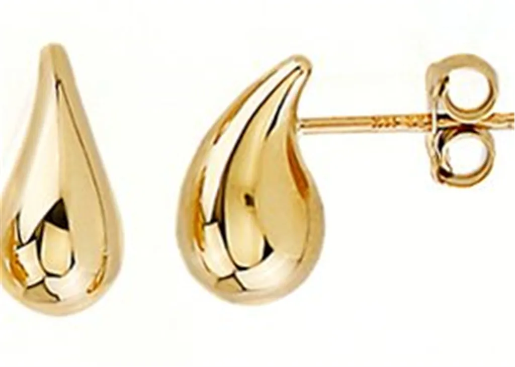 10K Yellow Gold Water Drop Stud Earrings