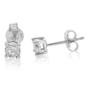 1/12 cttw Cluster Diamond Stud Earrings in Sterling Silver