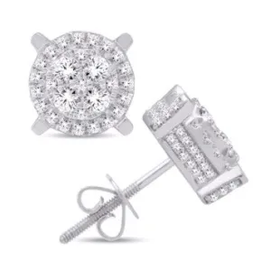 14 Karat White Gold 1.00 Carat Diamond Round Earrings