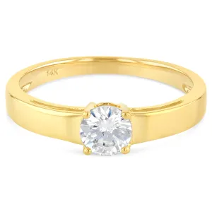 14K Gold  0.75 Round Cut CZ Wedding Engagement Ring