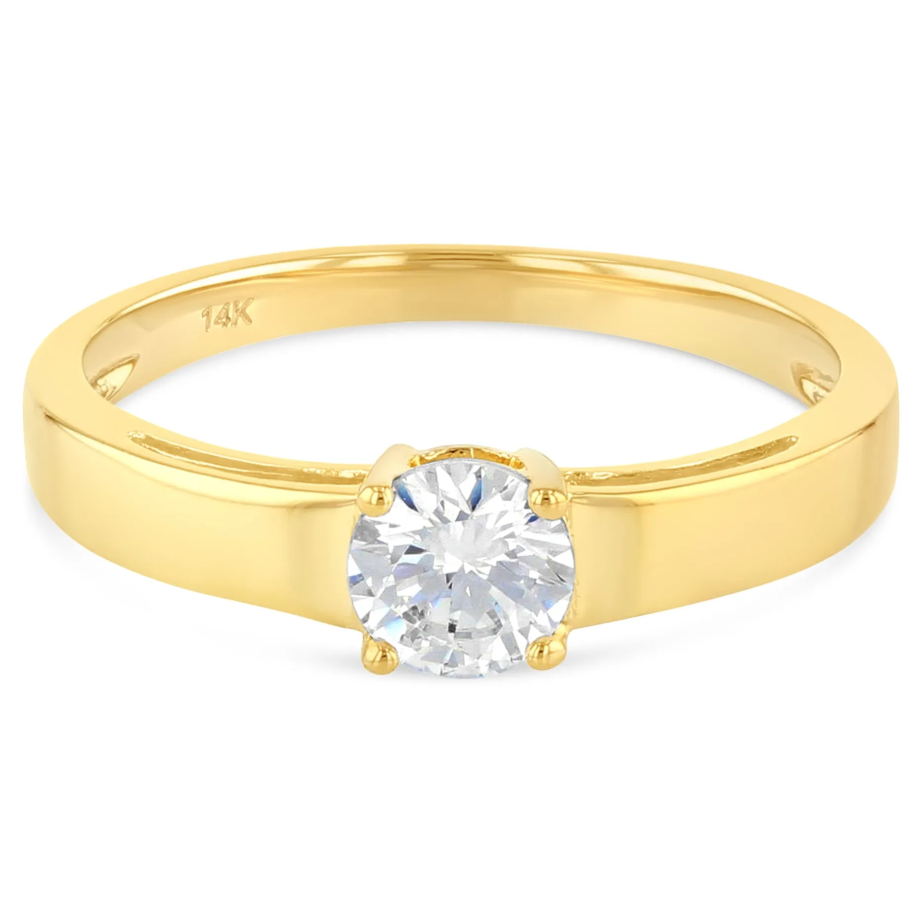 14K Gold  0.75 Round Cut CZ Wedding Engagement Ring