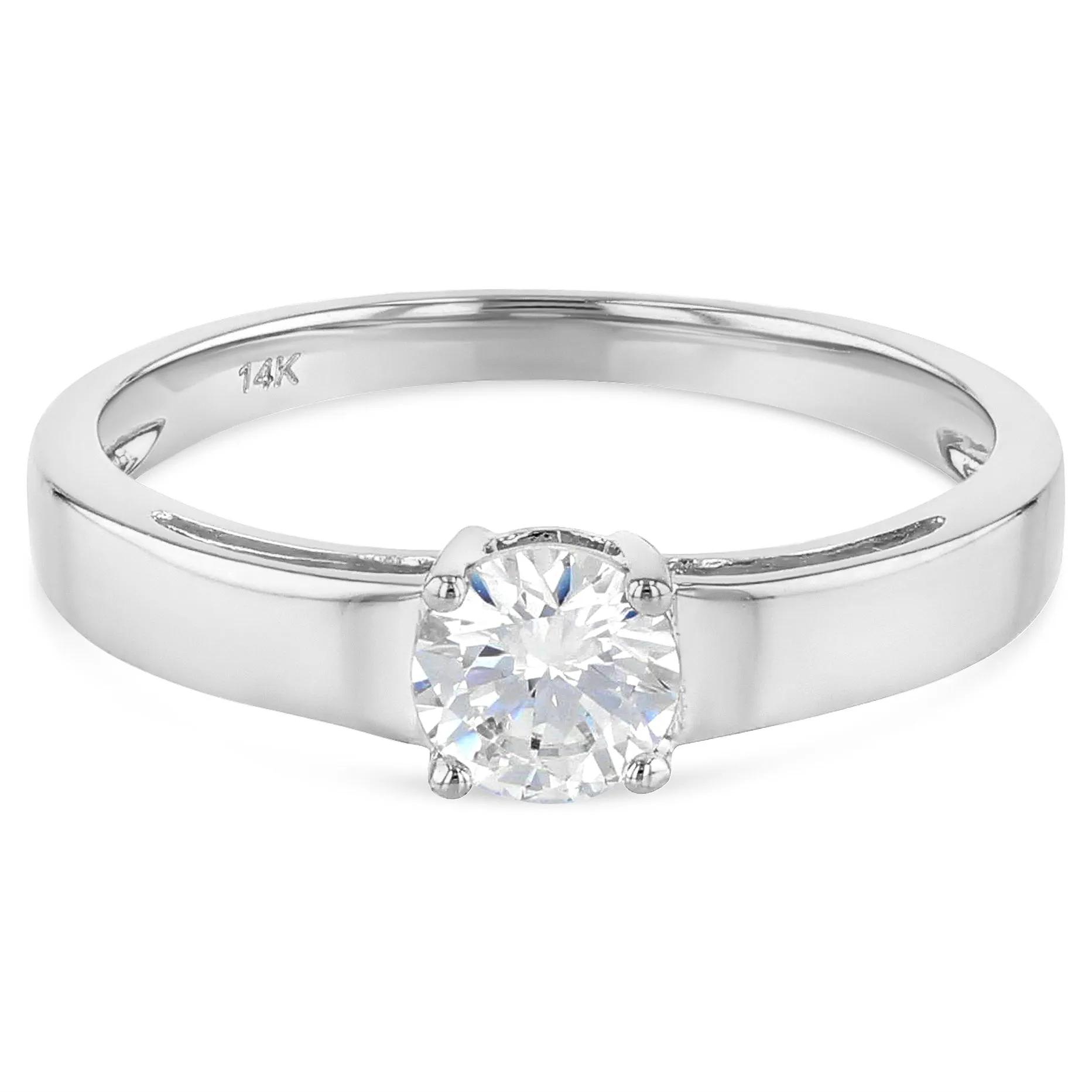 14K Gold  0.75 Round Cut CZ Wedding Engagement Ring