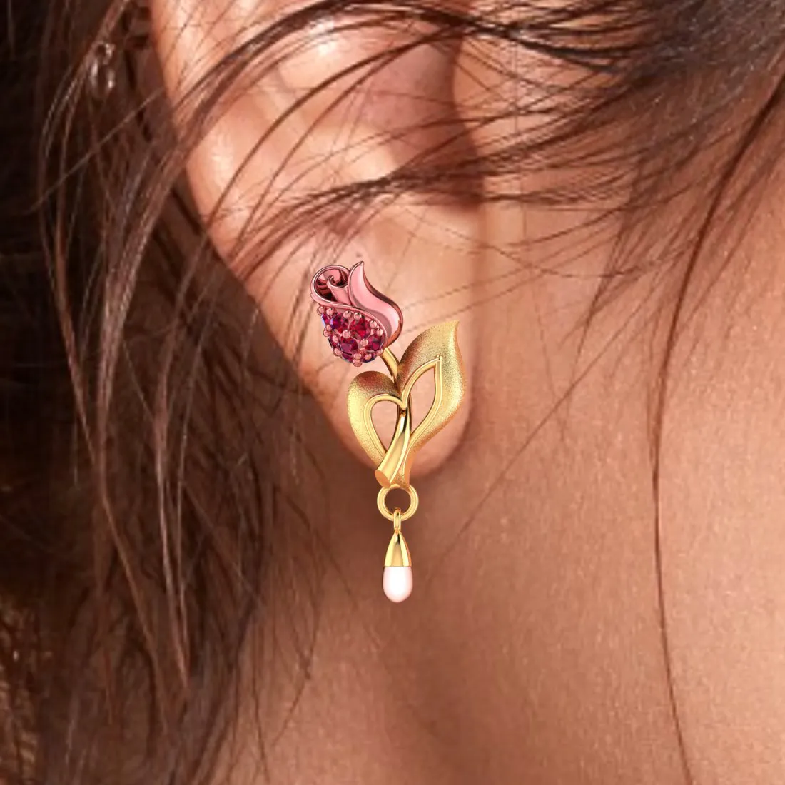 14k Gold Earrings With A Yellow Flower Design