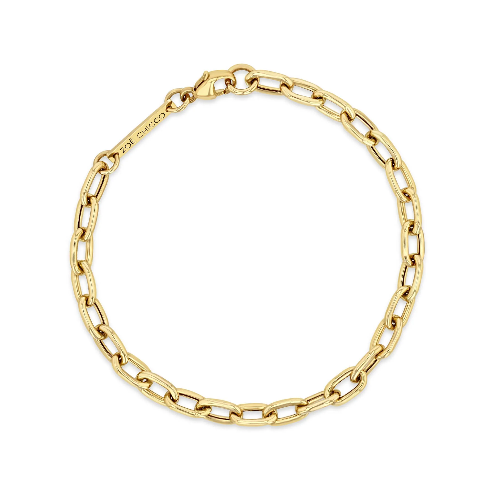 14k Large Square Oval Link Chain Bracelet