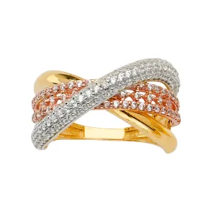 14K Solid Gold CZ Fancy Stylish Women's Ring