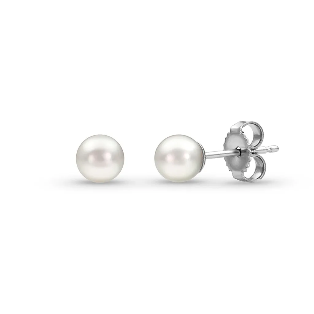 14K White Gold 4.5-5mm Akoya Pearl Stud Earrings