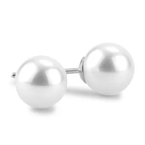 14K White Gold Cultured Pearl Studs - 7.5x8mm