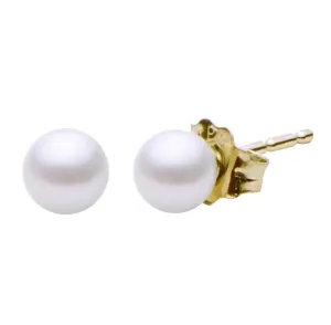 14K Yellow Gold 4mm Freshwater Pearl Solitaire Stud Earrings