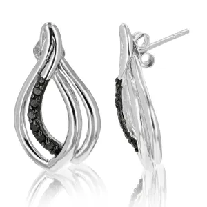 1/5 cttw Diamond Twisted Drop Stud Earrings in Sterling Silver