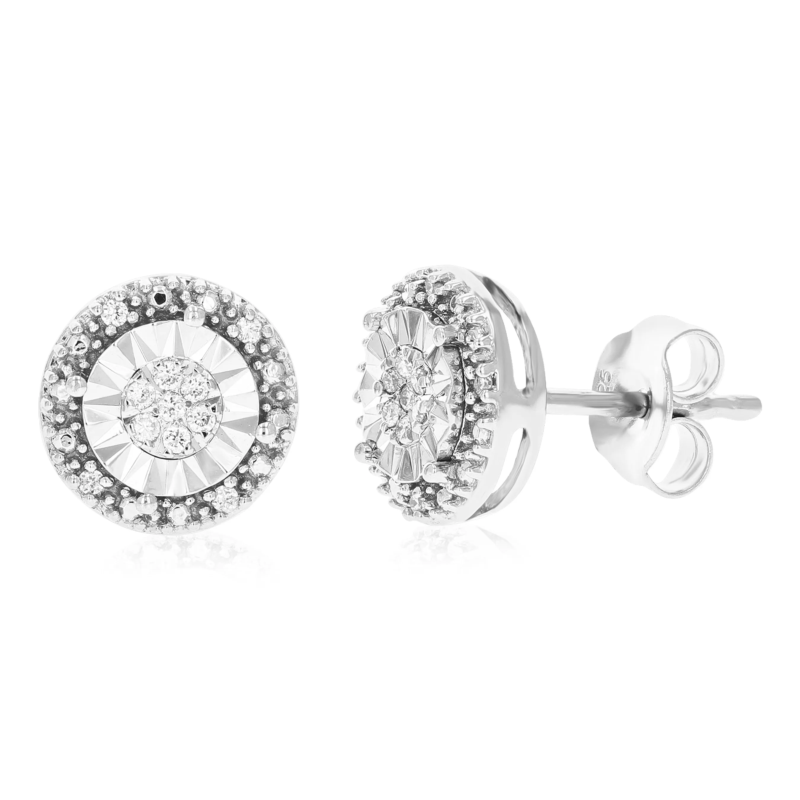 1/6 cttw Classic Diamond Stud Earrings in .925 Sterling Silver