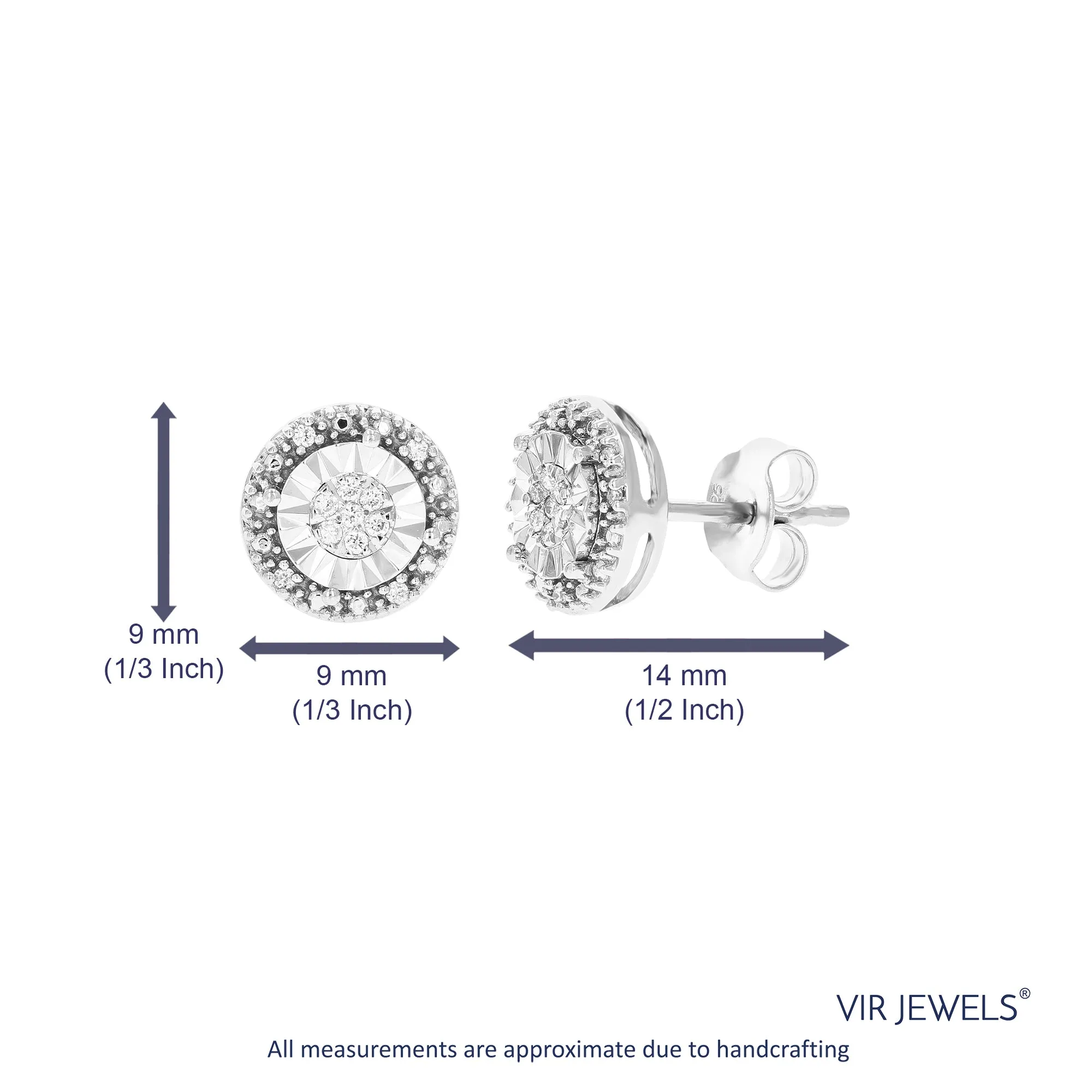 1/6 cttw Classic Diamond Stud Earrings in .925 Sterling Silver