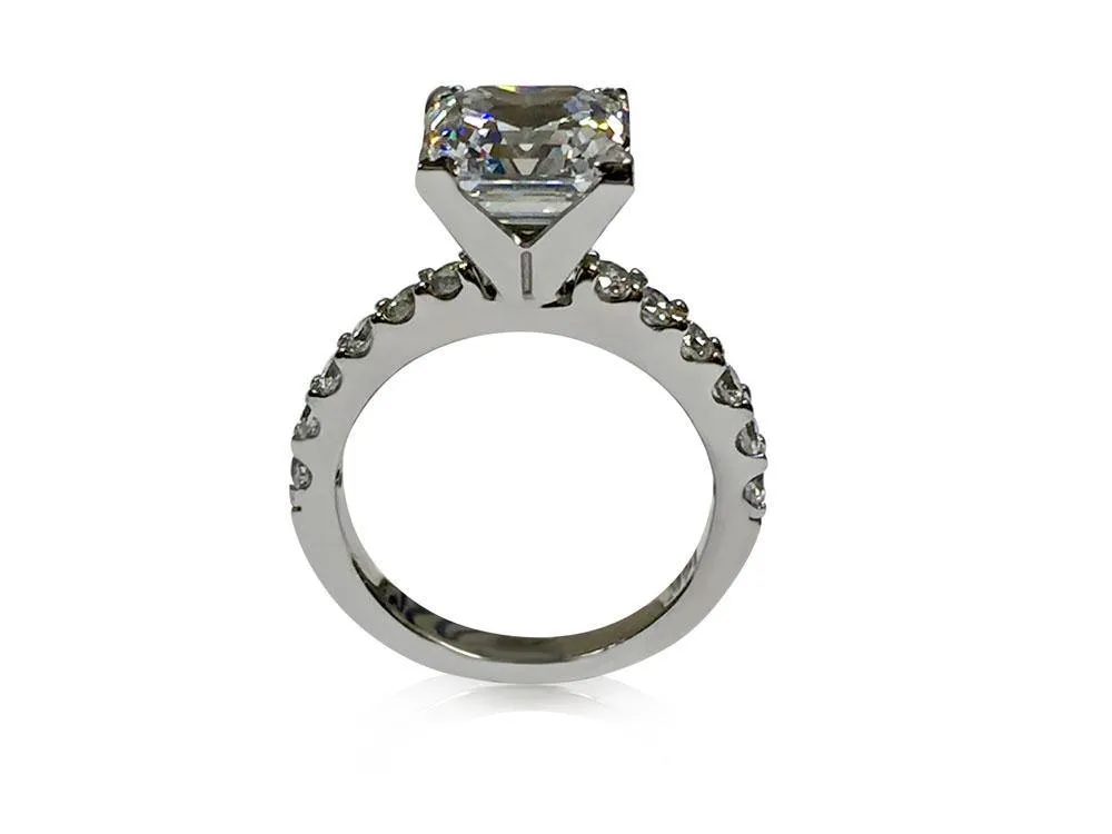 3 Carat Asscher Cut Cubic Zirconia in V prong Setting/ Engagement Ring