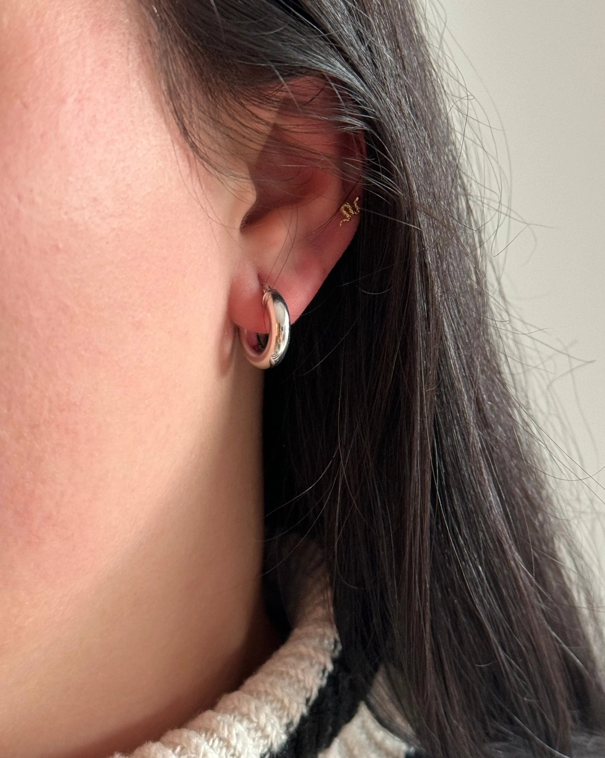 8mm Chubby Hoops - 10k White Gold