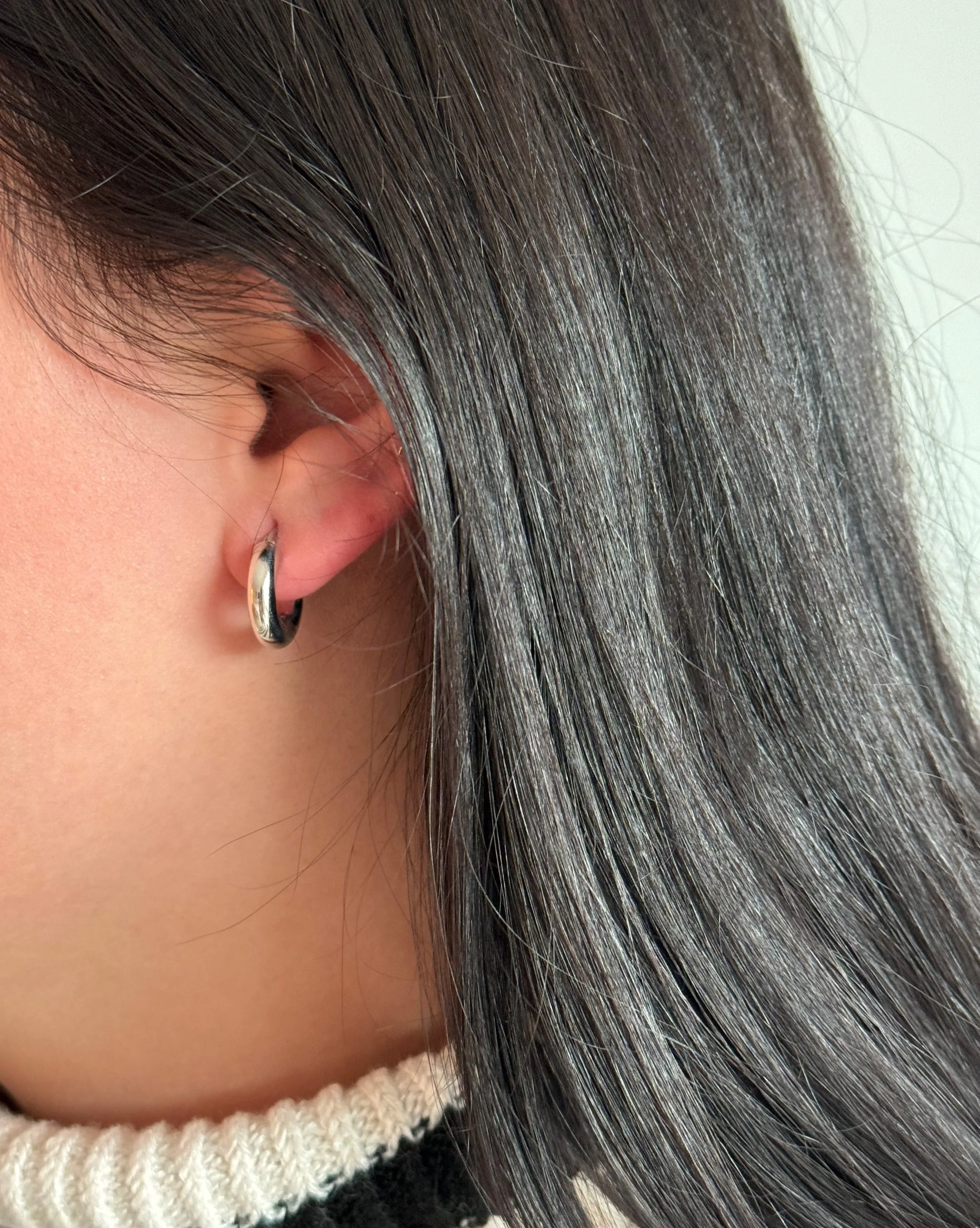 8mm Chubby Hoops - 10k White Gold