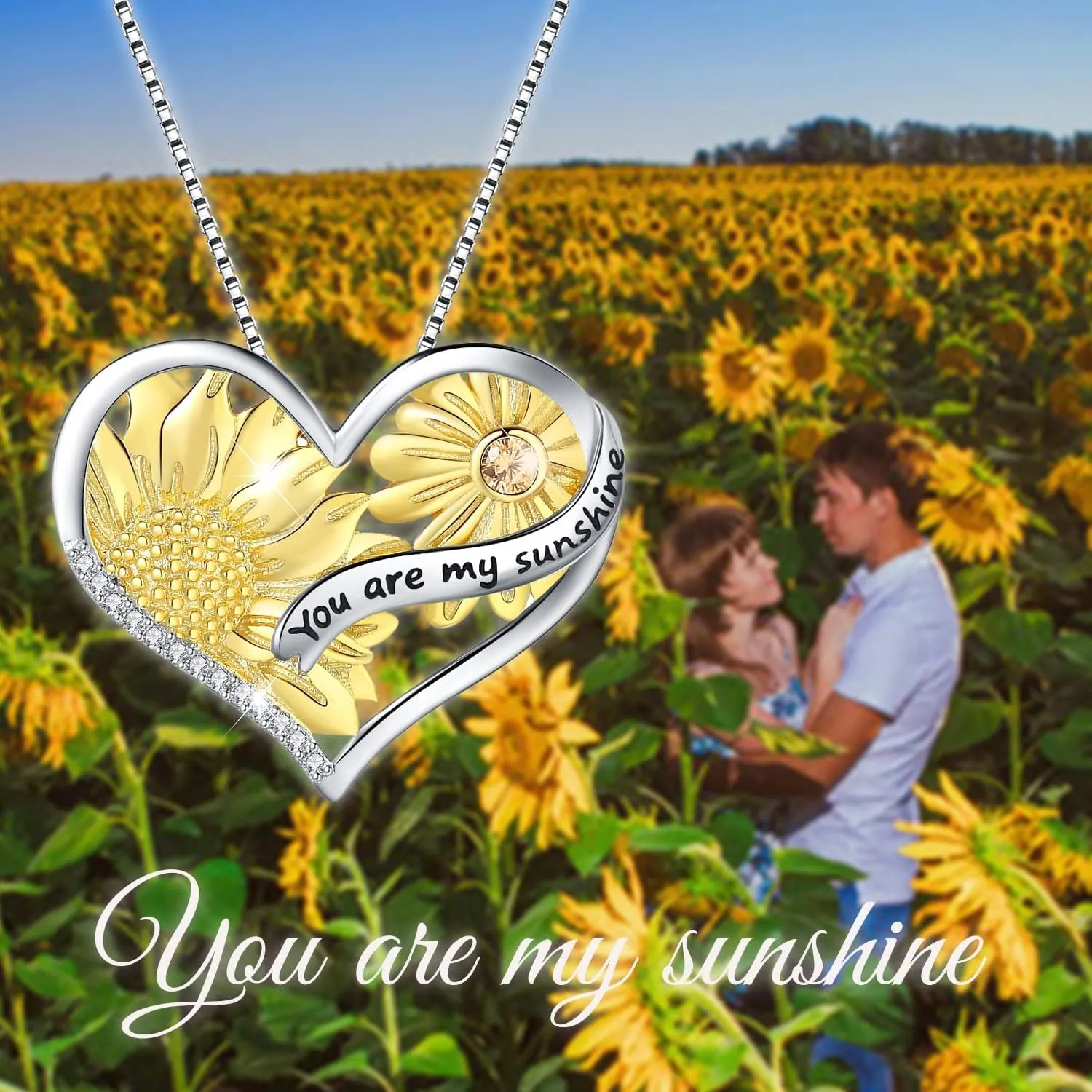 925 Sterling Silver You Are My Sunshine Sunflower Necklace Mother Daughter Flower Pendant Necklaces Jewelry Bracelet Earring Gifts for Mom Sister Girlfriend Wife