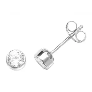 9ct White Gold Round Zirconia Stud Earrings ES231SW