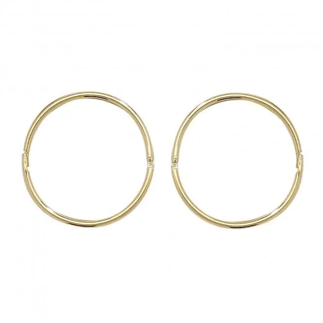 9CT Yellow Gold 14mm Hinged Sleepers Earrings ES146