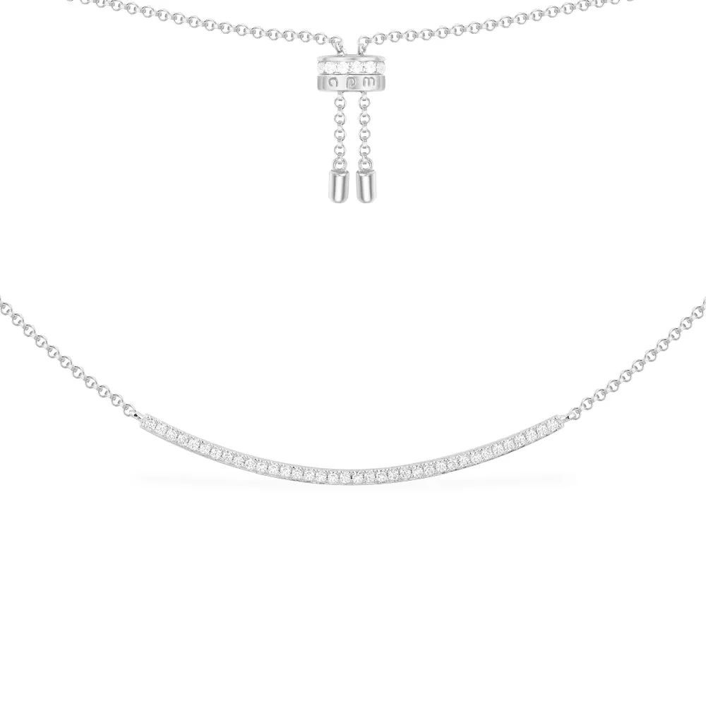 Adjustable Necklace with Paved Arched Pendant