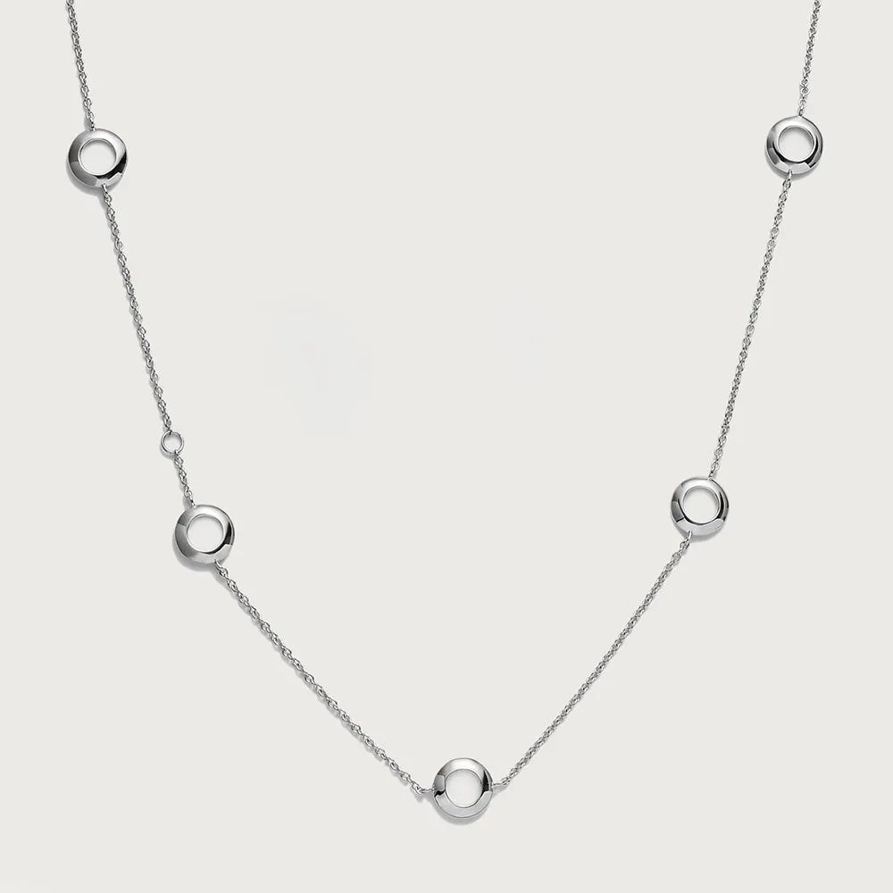 Allegro Disc Station Necklace with White Zircons