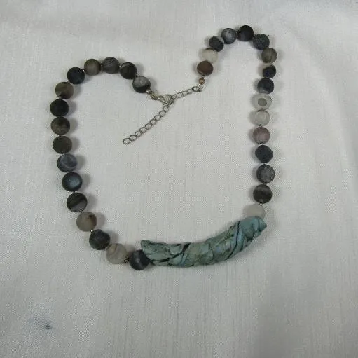 Alluring Black Druzy Agate Gemstone Beaded Necklace