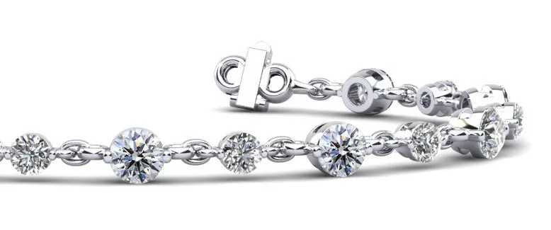 Alternating Diamond And Chain Link Lab-Grown Diamond Bracelet with 3.53 ct.(finished) 3mm, 4.2mm