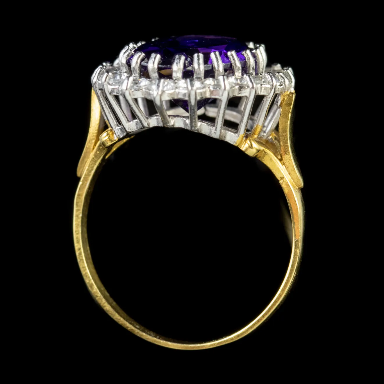 Amethyst Paste Stone Cluster Ring 18Ct Gold On Silver