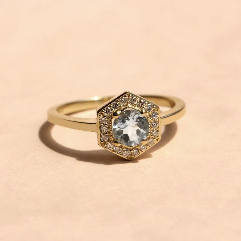 Amy Gold Ring with Aquamarine