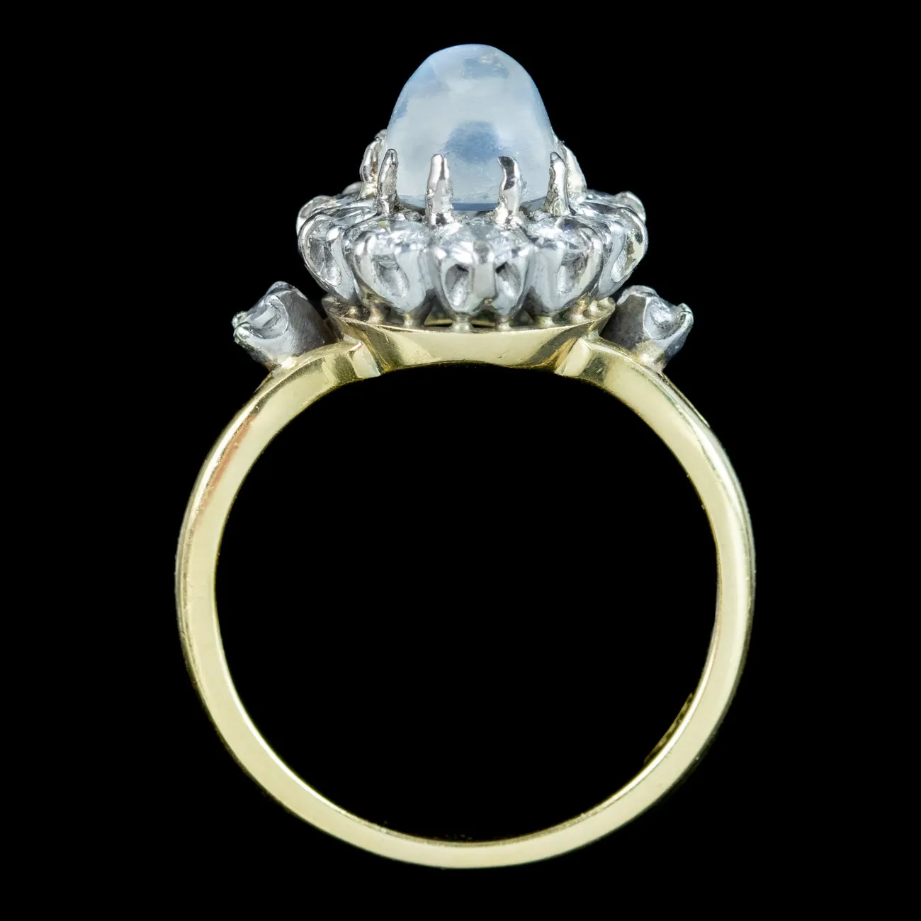 Antique Edwardian Moonstone Diamond Cluster Ring 2ct Moonstone