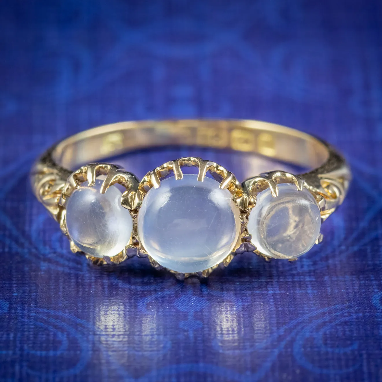 Antique Edwardian Moonstone Trilogy Ring Dated 1908