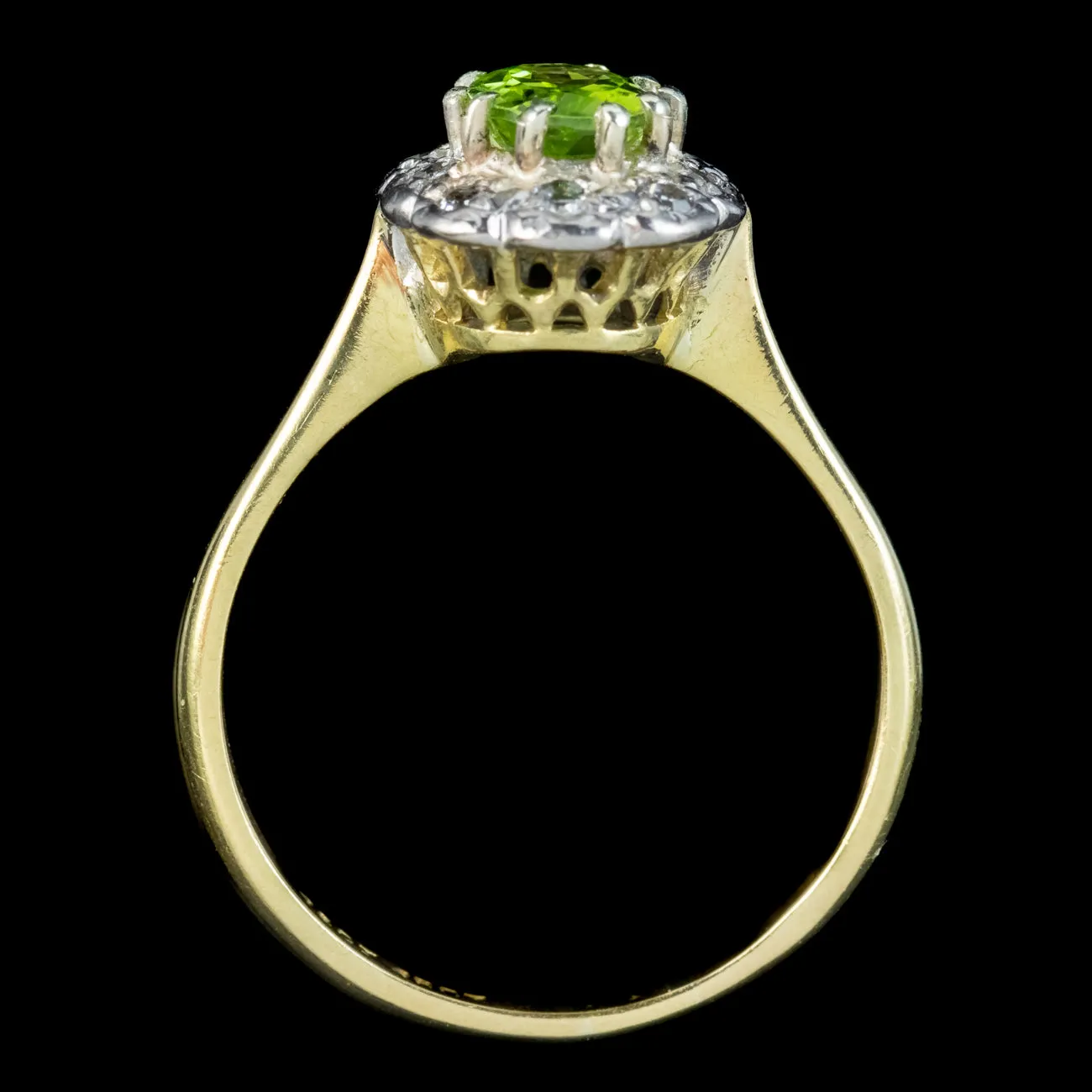 Antique Edwardian Peridot Diamond Cluster Ring 1.2ct Peridot