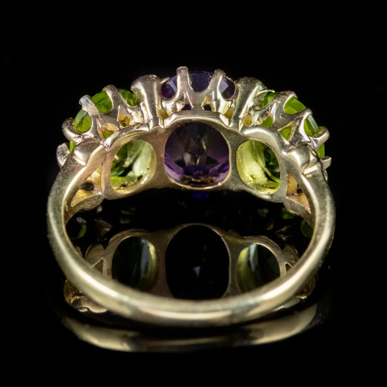 Antique Edwardian Suffragette Amethyst Diamond Peridot Ring Circa 1910