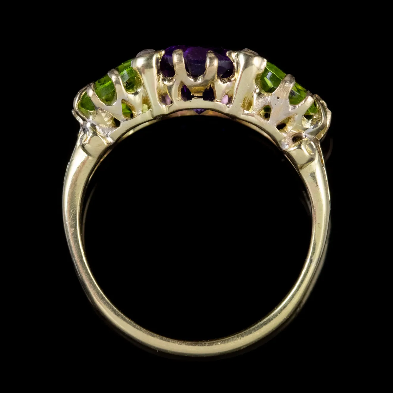 Antique Edwardian Suffragette Amethyst Diamond Peridot Ring Circa 1910