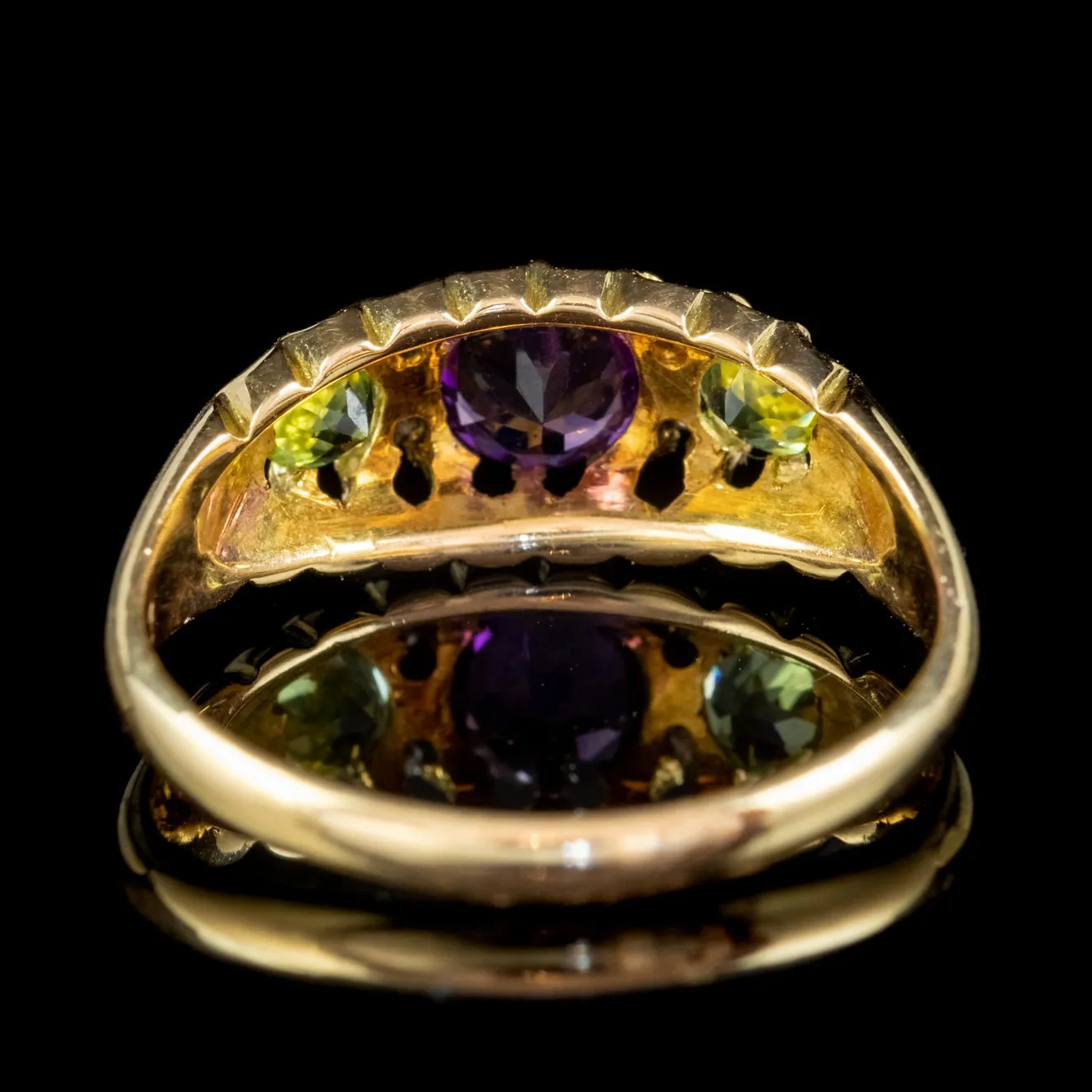 Antique Suffragette Ring Amethyst Peridot Diamond 18ct Gold S Blanckensee And Son Dated 1917