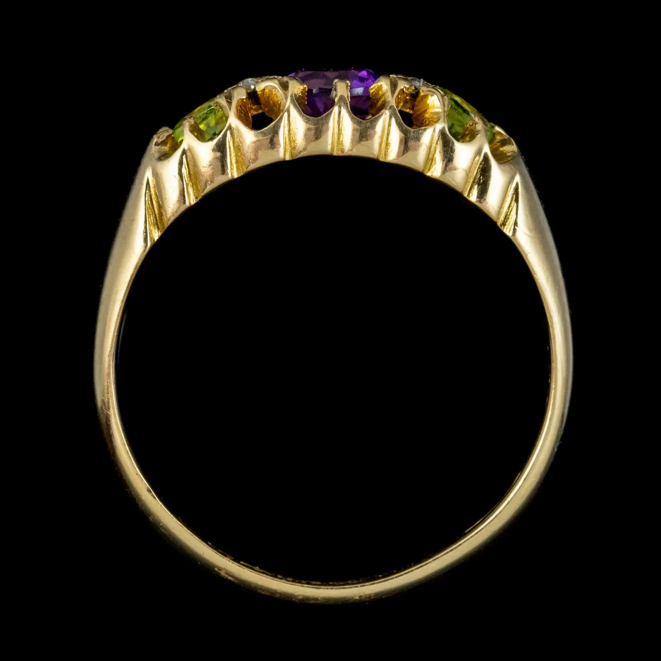 Antique Suffragette Ring Amethyst Peridot Diamond 18ct Gold S Blanckensee And Son Dated 1917