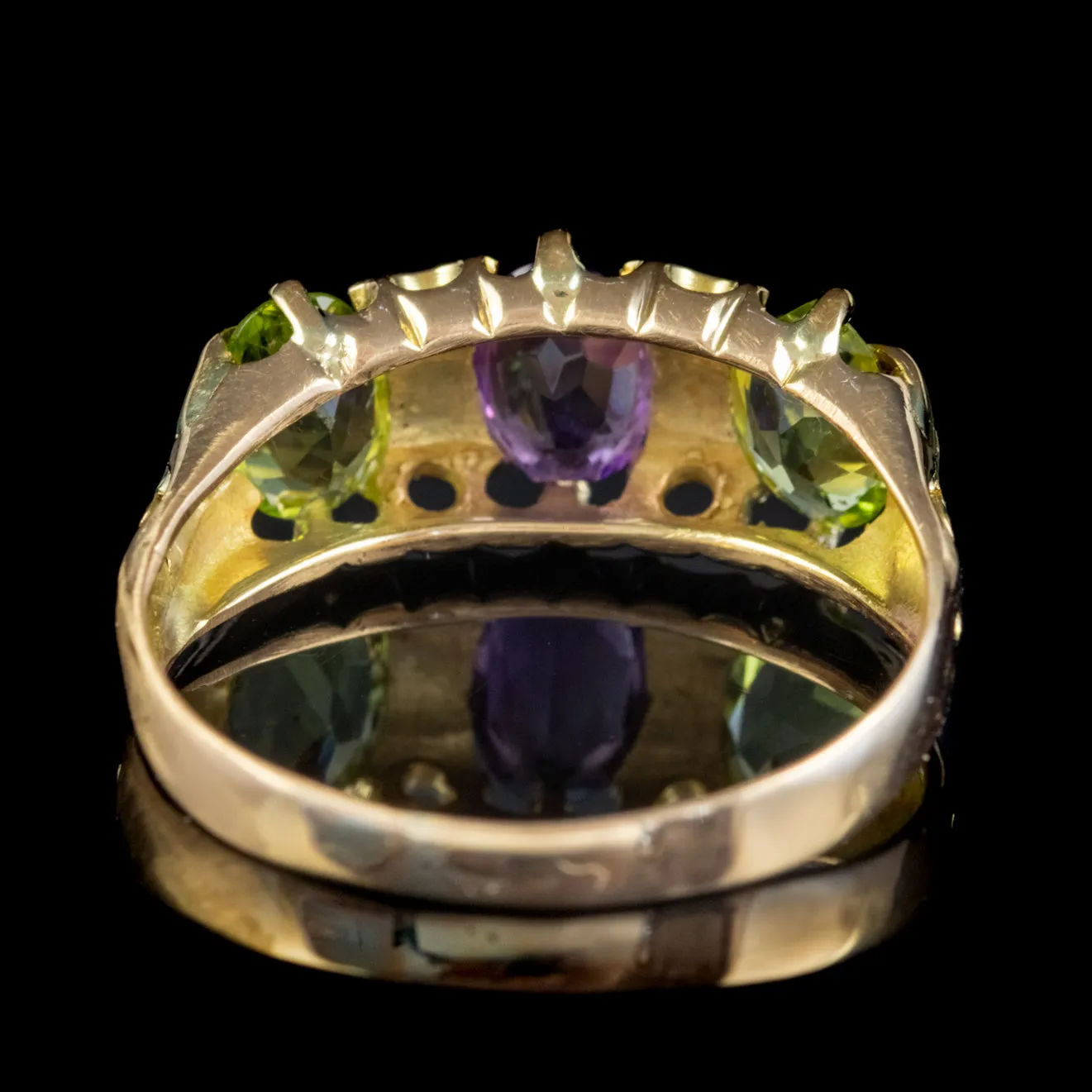 Antique Suffragette Ring Peridot Amethyst Diamond 18Ct Gold Circa 1910