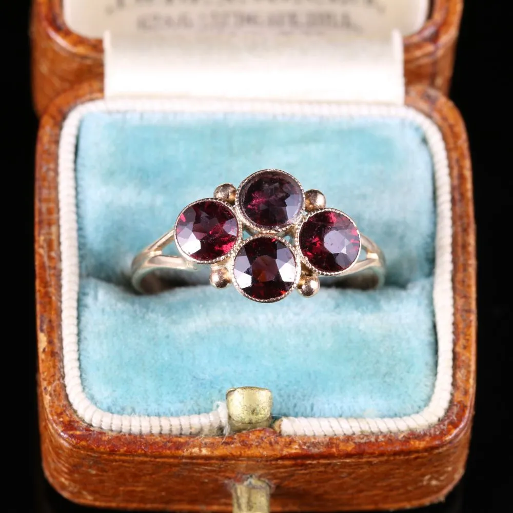 Antique Victorian Almandine Garnet Ring Circa 1900