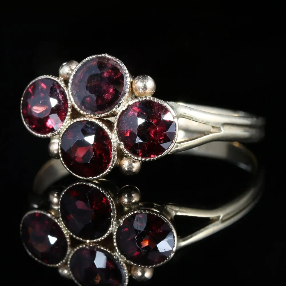 Antique Victorian Almandine Garnet Ring Circa 1900