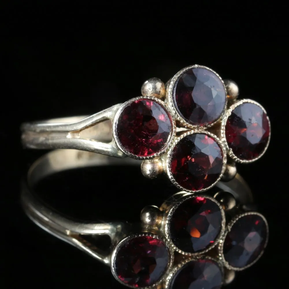 Antique Victorian Almandine Garnet Ring Circa 1900