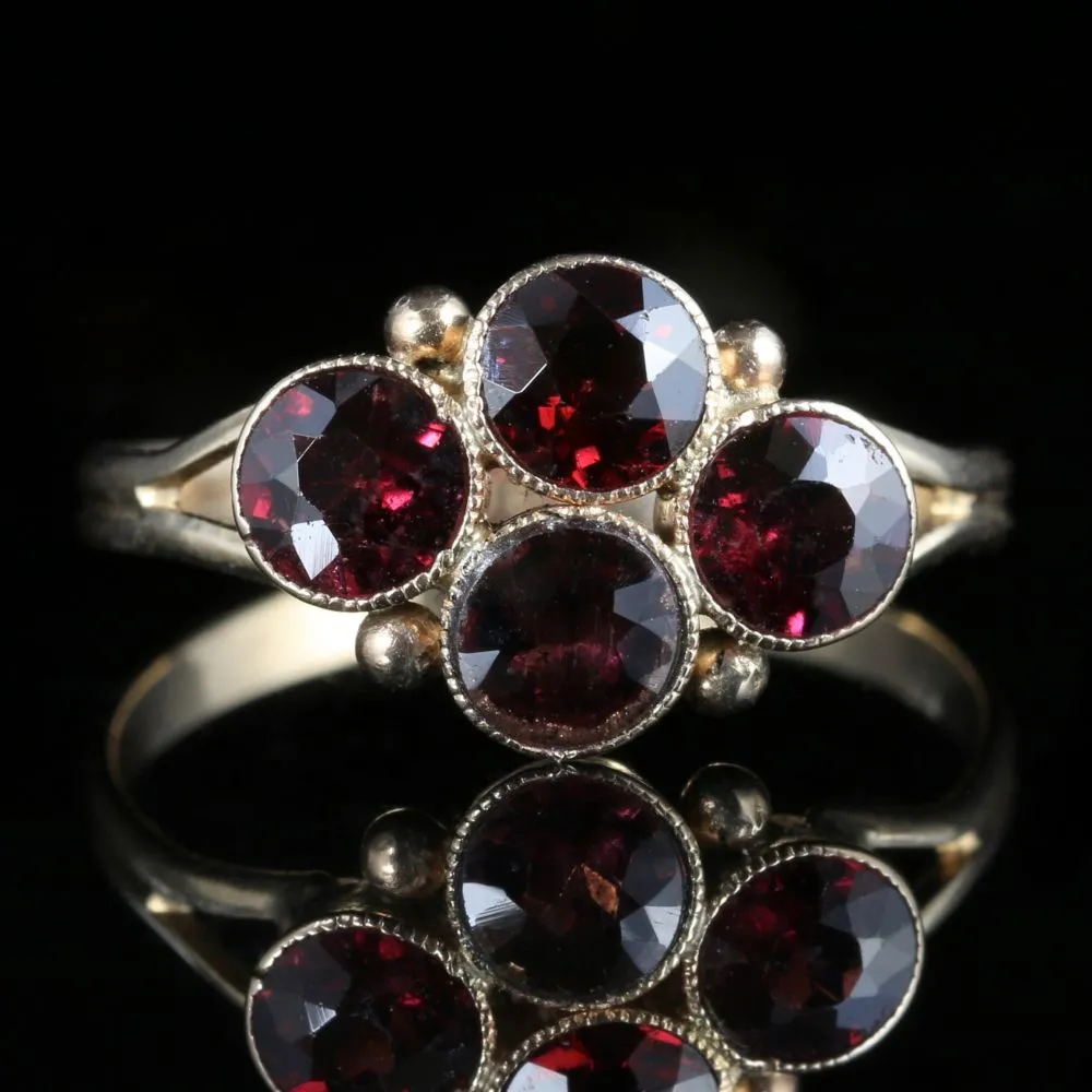 Antique Victorian Almandine Garnet Ring Circa 1900