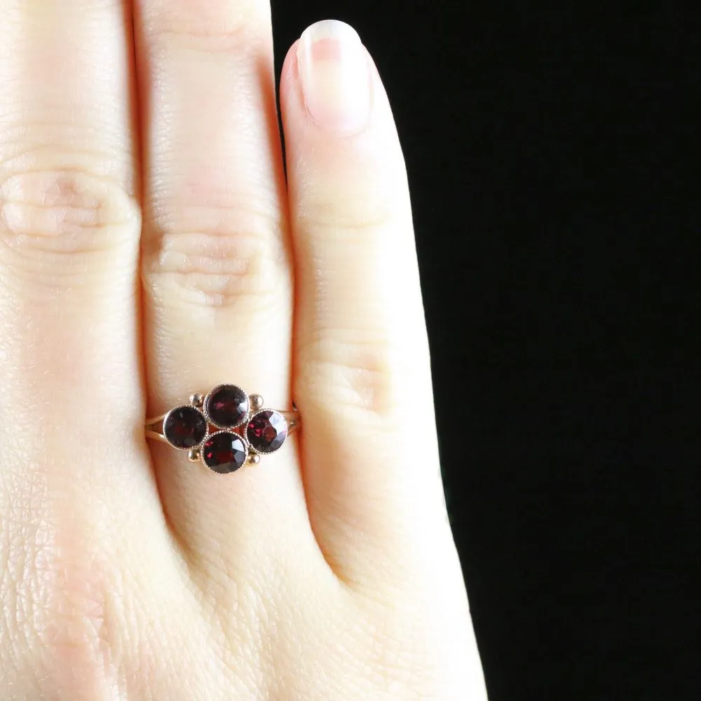 Antique Victorian Almandine Garnet Ring Circa 1900