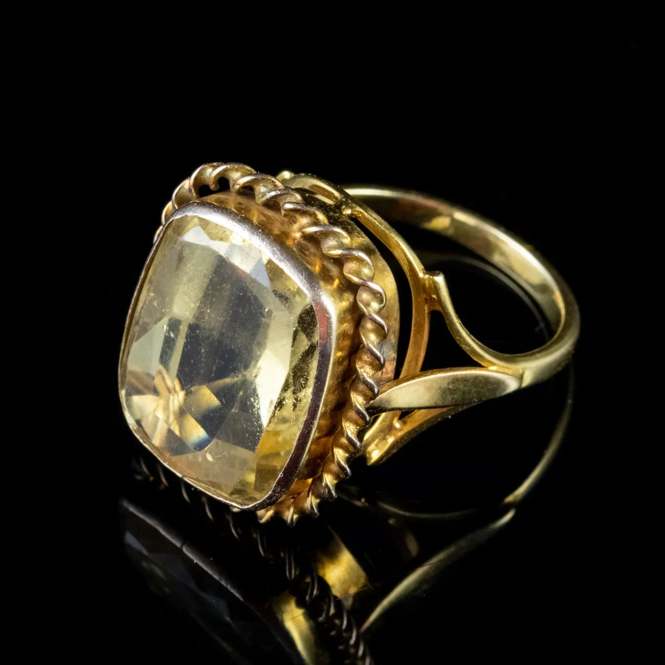 Antique Victorian Citrine Ring 18Ct Yellow Gold Circa 1900