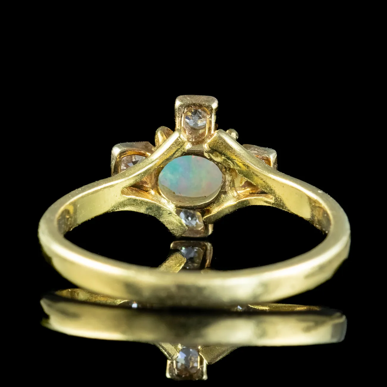 Antique Victorian Opal Diamond Cluster Ring