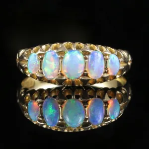 Antique Victorian Opal Ring Five Stone Circa 1880