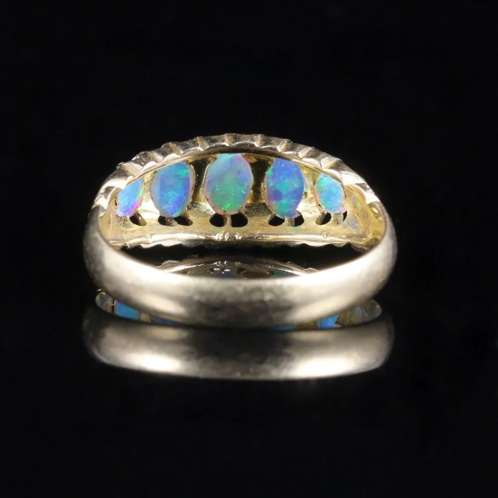 Antique Victorian Opal Ring Five Stone Circa 1880