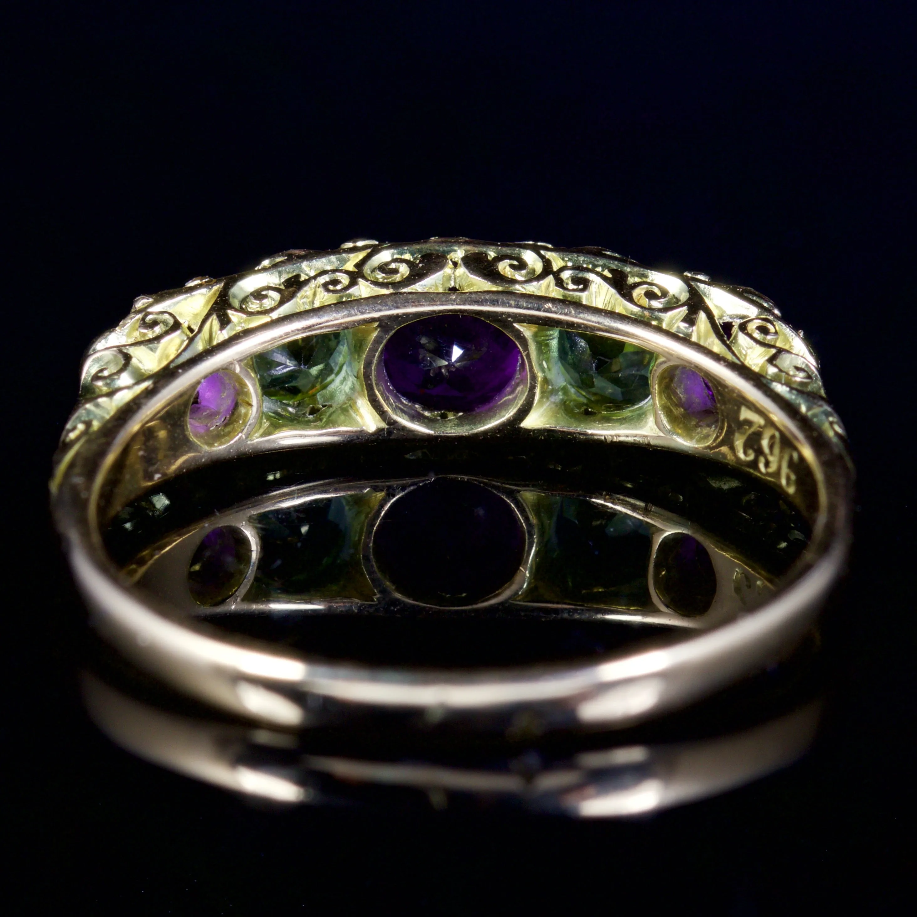 Antique Victorian Suffragette Ring Amethyst Peridot Diamond 18Ct Circa 1900