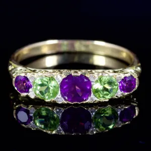 Antique Victorian Suffragette Ring Amethyst Peridot Diamond 18Ct Circa 1900