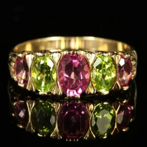 Antique Victorian Suffragette Ring Tourmaline Peridot