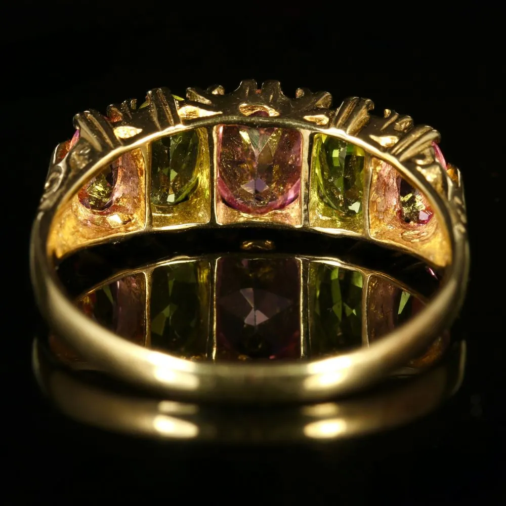 Antique Victorian Suffragette Ring Tourmaline Peridot