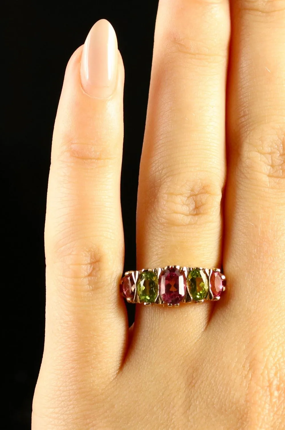 Antique Victorian Suffragette Ring Tourmaline Peridot